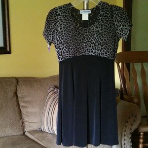 Women's Vintage 1980s Ultimate Blues Leopard Print Mesh Dress